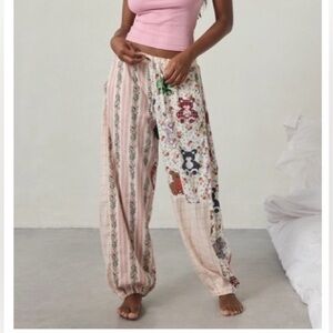 NWT!! Urban Outfitters Boho Pink Patchwork Lounge Jogger Pants oversized XS